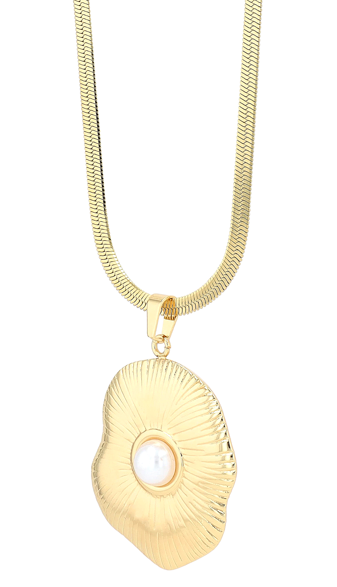 "Beatriz" Statement Schmuckset - Kette 40 cm/ Anhänger/ Ohrstecker, Edelstahl, goldfarben