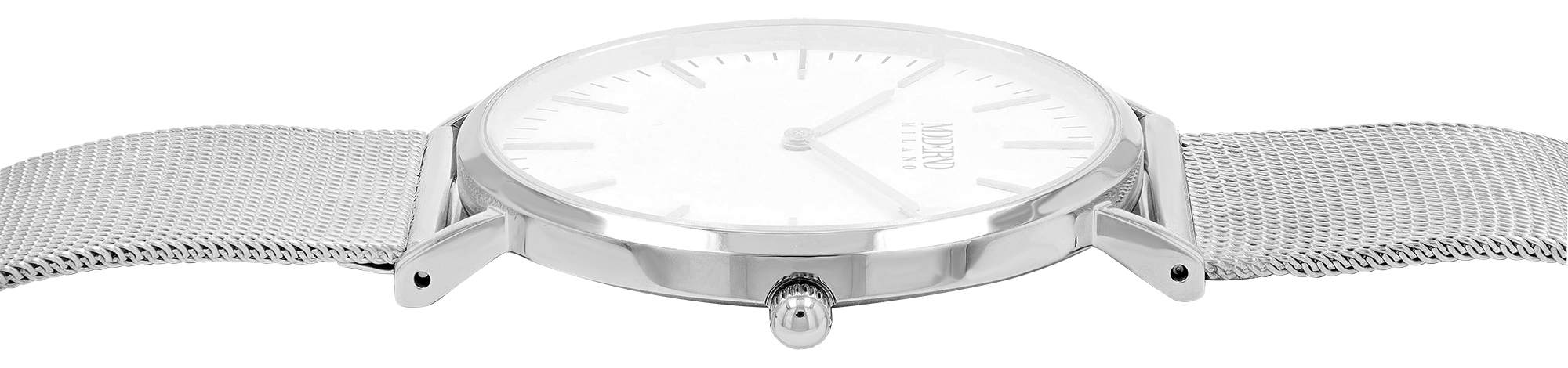 Moderno Milano Edelstahl Herrenuhr Ø 41 mm, Meshband, Saphirglas, silberfarben