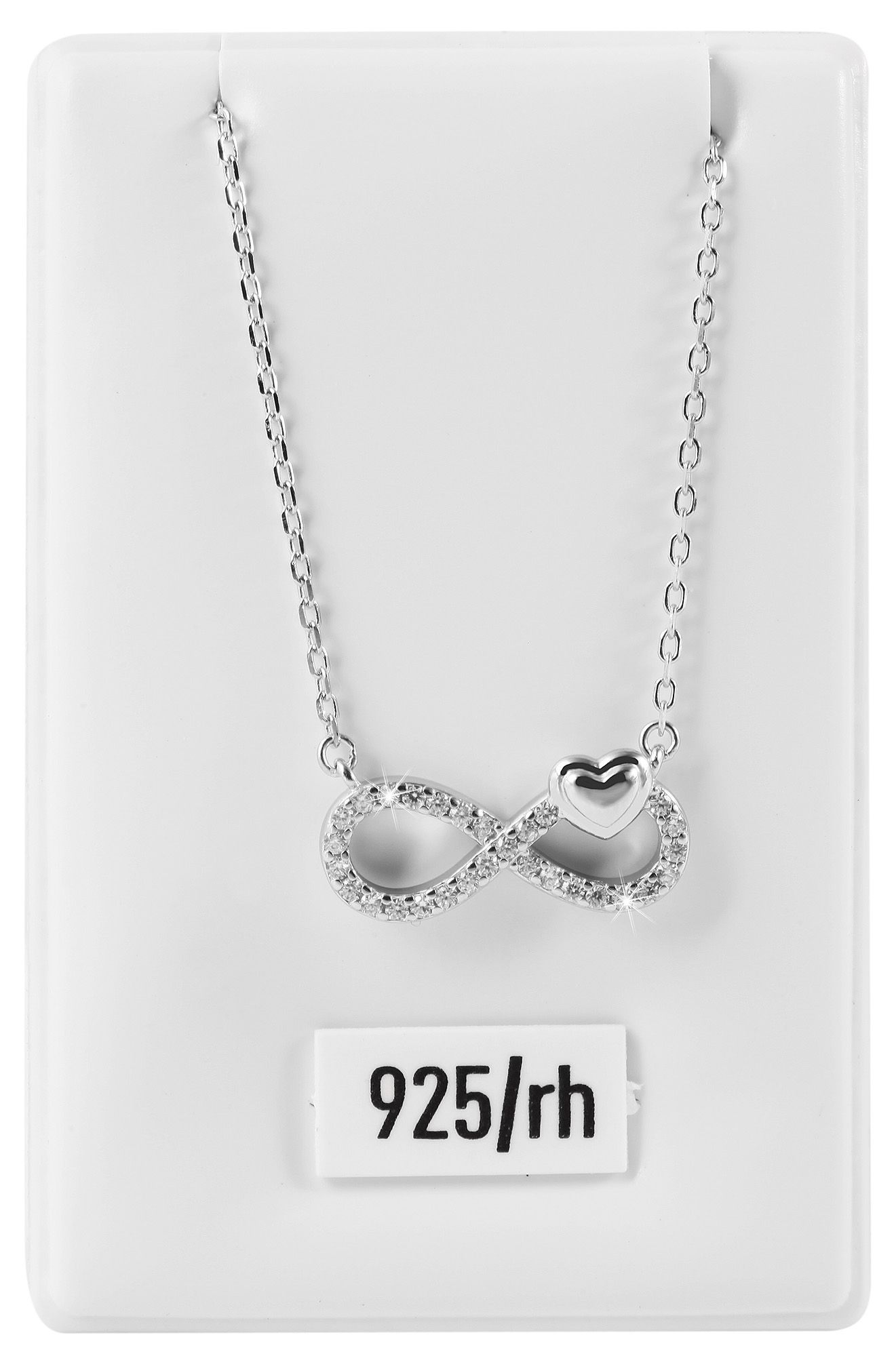 "Jihan", 925/- Echt Silber Halskette mit Anhänger Infinity mit Zirkonia, silberfarben, rhodiniert, 42 cm