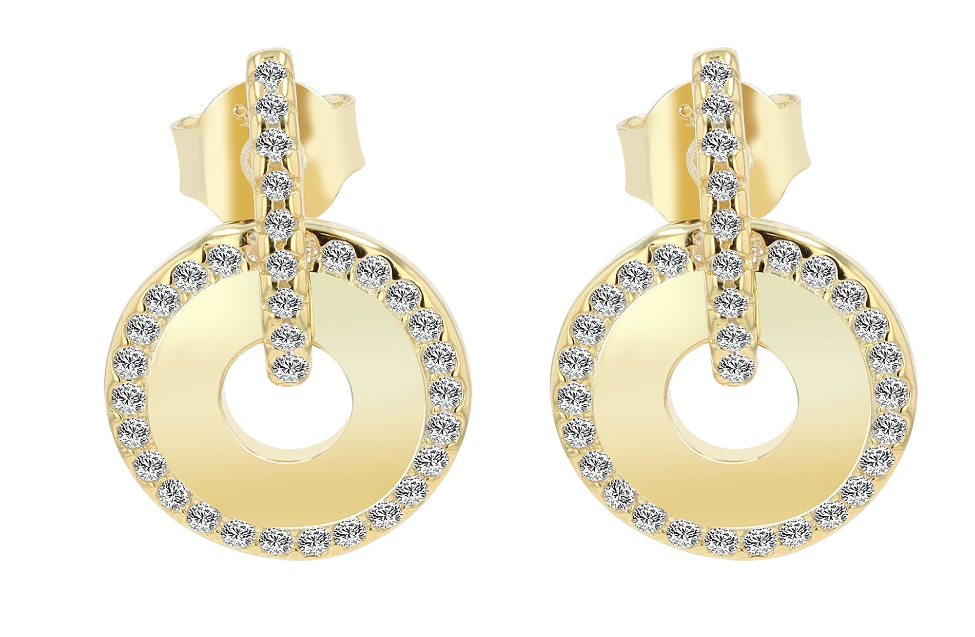 "Jiana" 925/- Echt Silber Ohrstecker mit Anhänger, Zirkon, vergoldet
