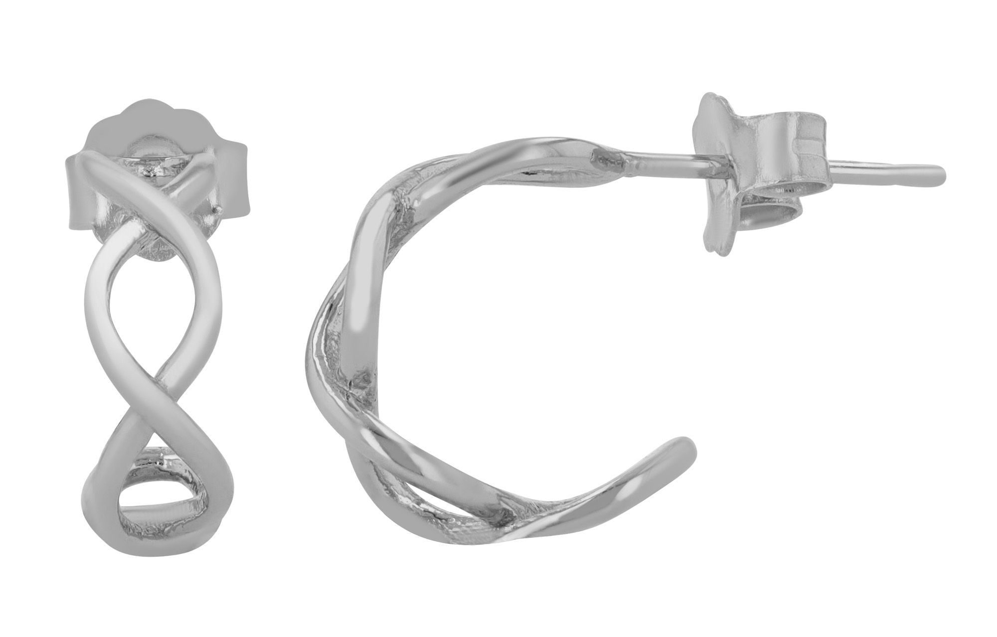 "Giselle" Ohrstecker/ Halbcreole aus 925 Echt Silber, Silber/ rhodiniert