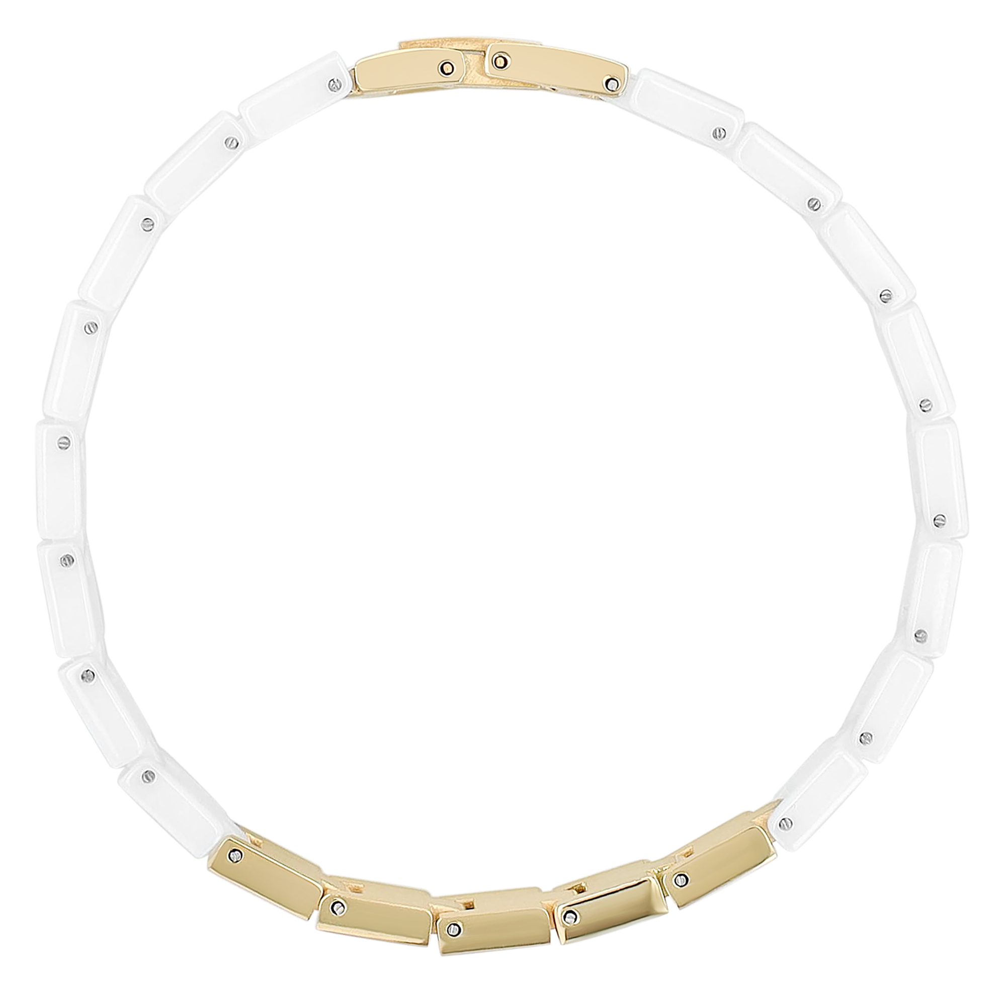 "Arin" Edelstahl-Keramik Armband, 20 cm, weiß/ goldfarben