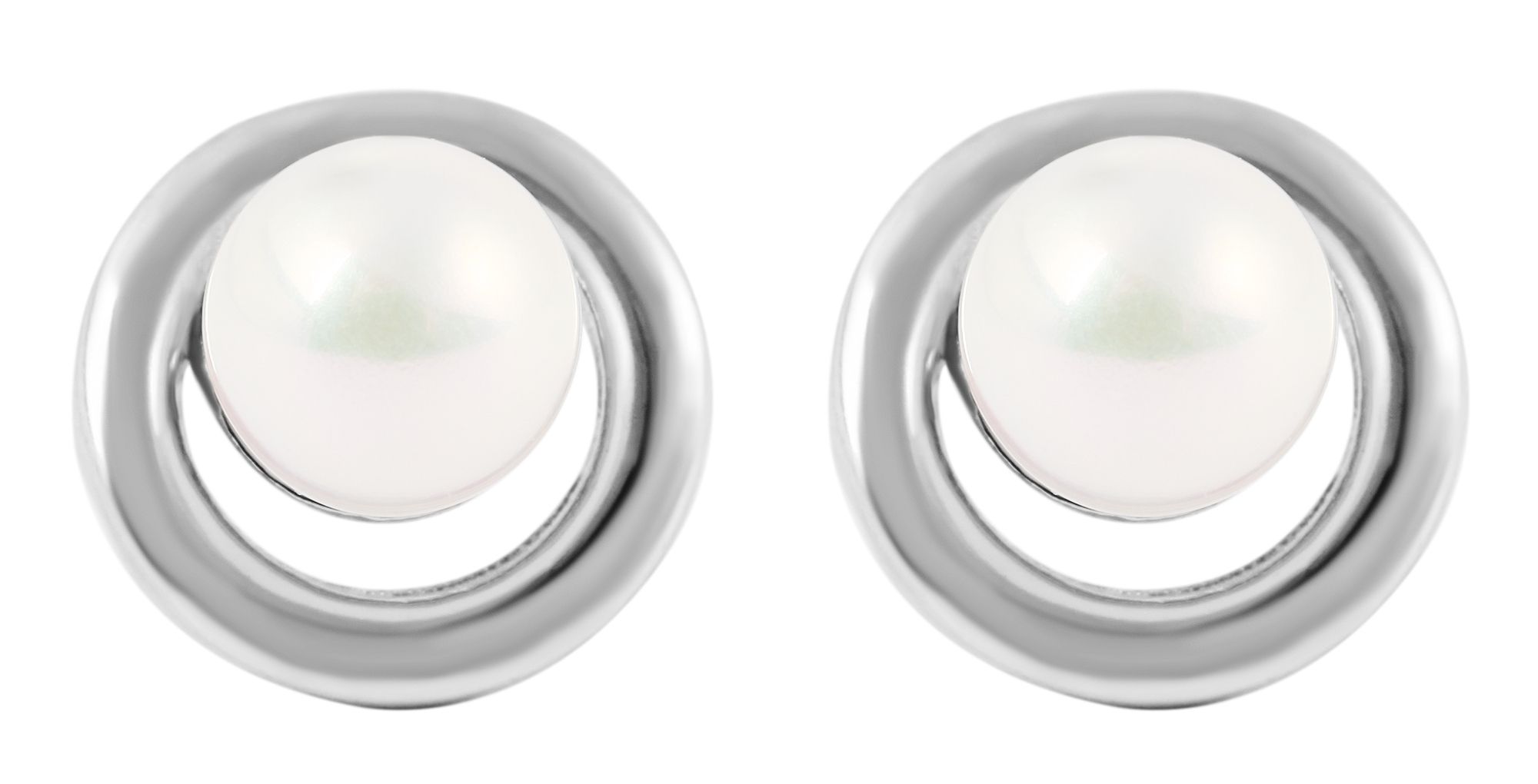 925/- Echt Silber Ohrstecker "Pippa" mit echter Süsswasserperle, 925/rhodiniert
