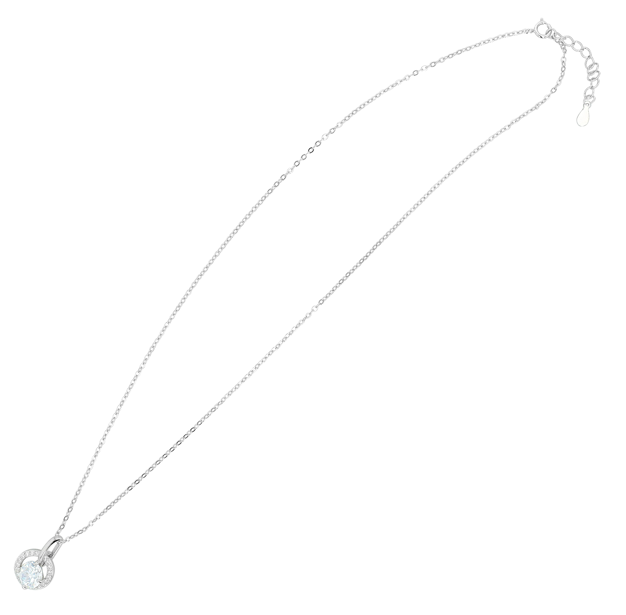 "Alesja" 925/- Echt Silber Kette mit Anhänger 42 + 3 cm, rhodiniert, weißer Zirkon