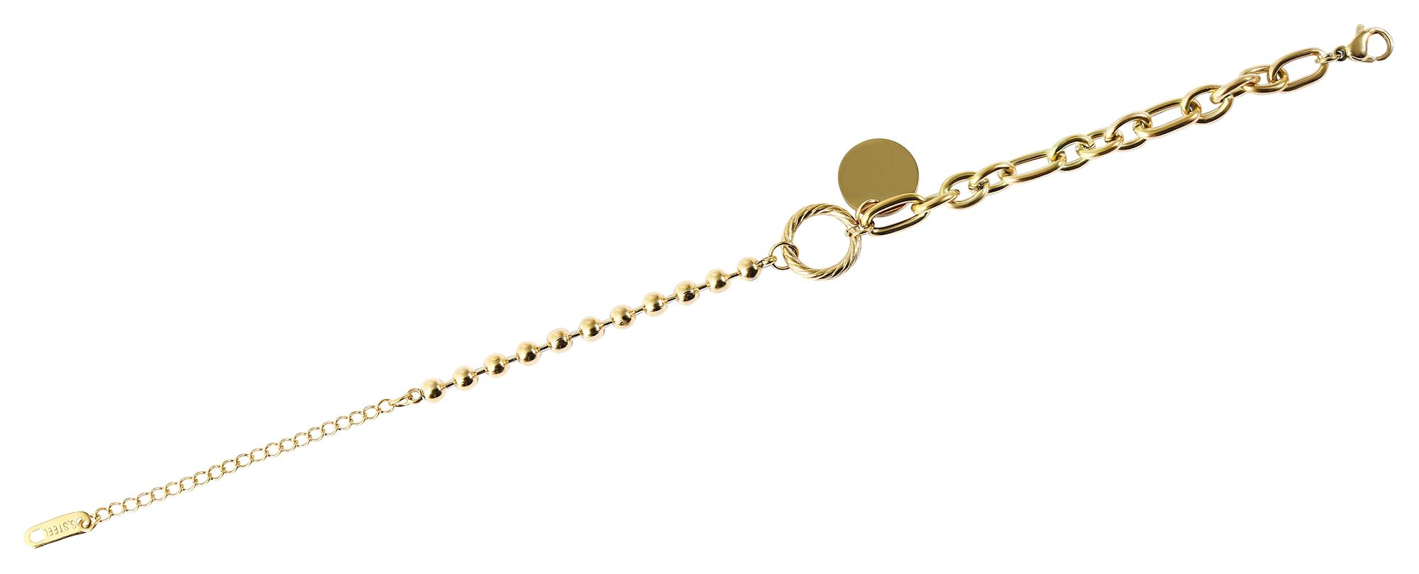 "Baiba" Edelstahl Armband mit Gravurmünze, 17+3 cm, goldfarben