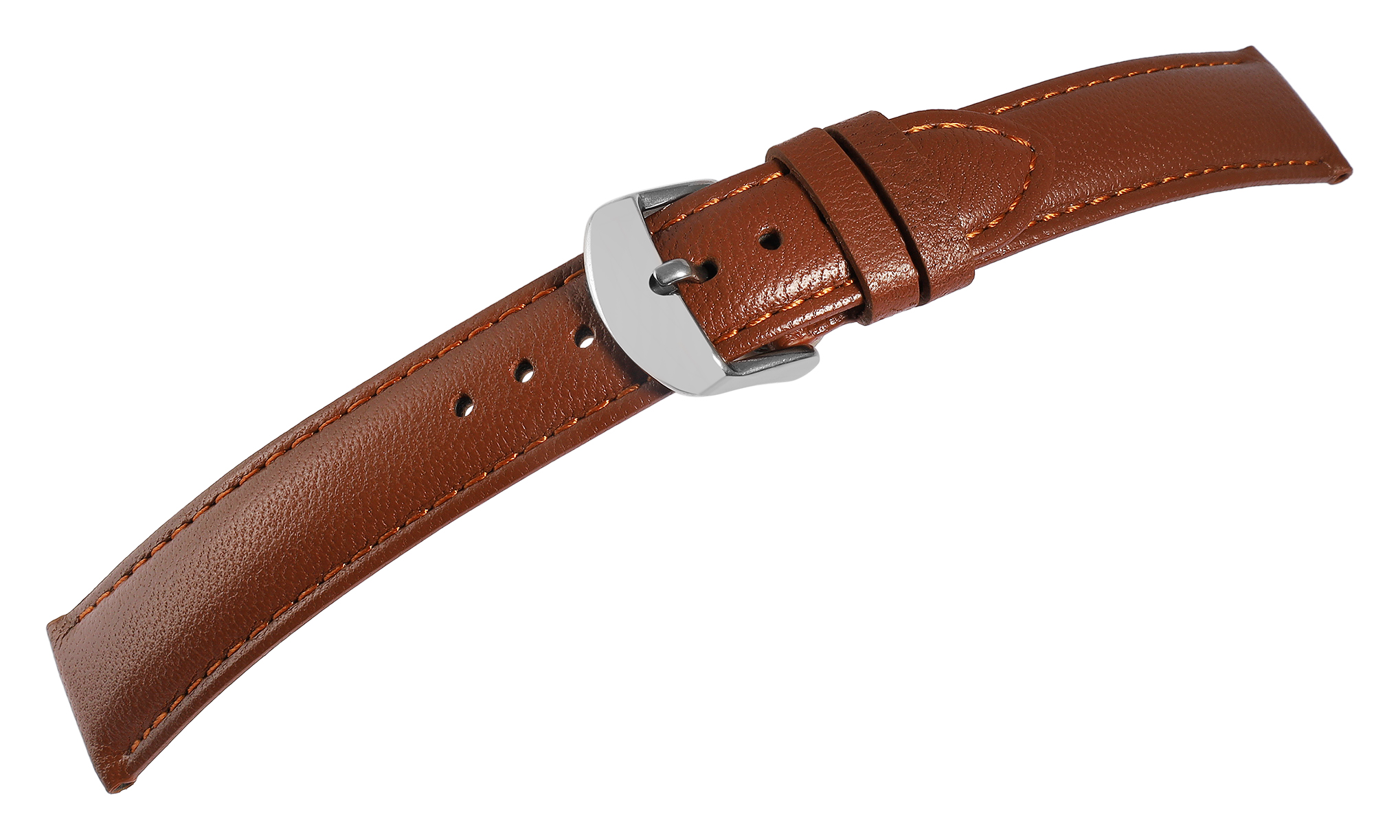Gr 12 mm Uhrenarmband aus Echtleder in braun, genäht