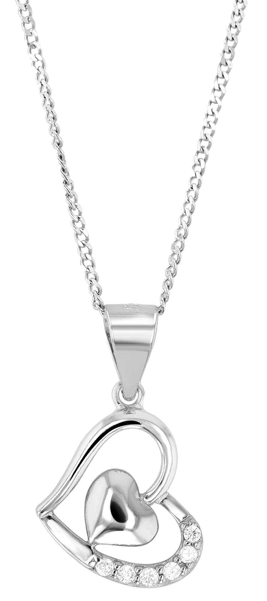 "Banja", 925/- Echt Silber Anhänger Herz mit Zirkonia, silberfarben rhodiniert