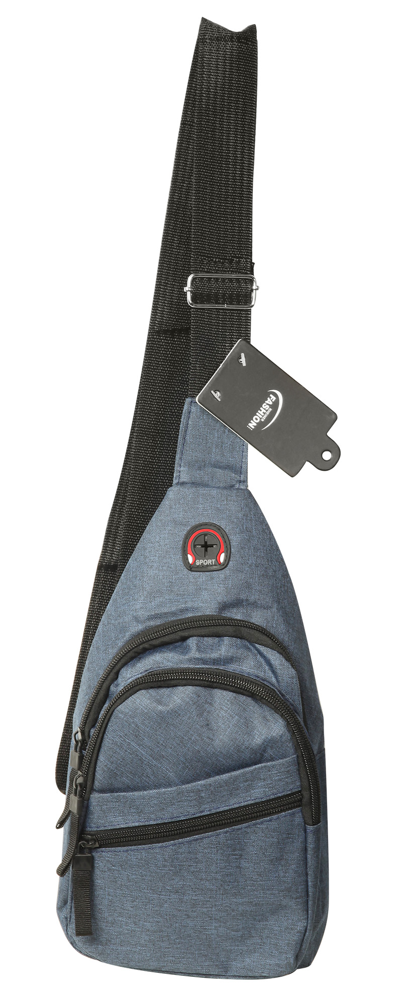 Brusttasche aus Textil mit verstellbaren Gurt, blau