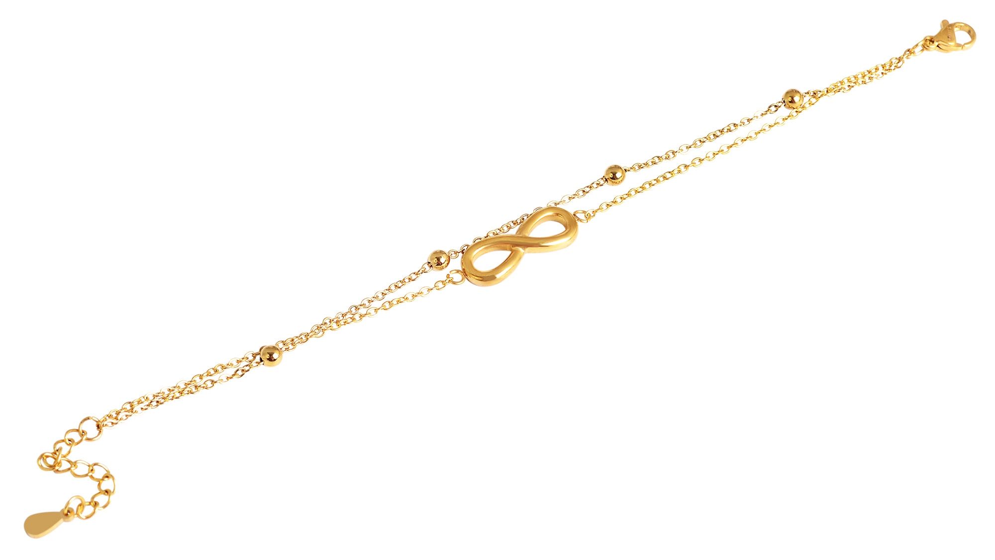 Edelstahl Ankerarmband, Infintiy, goldfarben, 17+3 cm