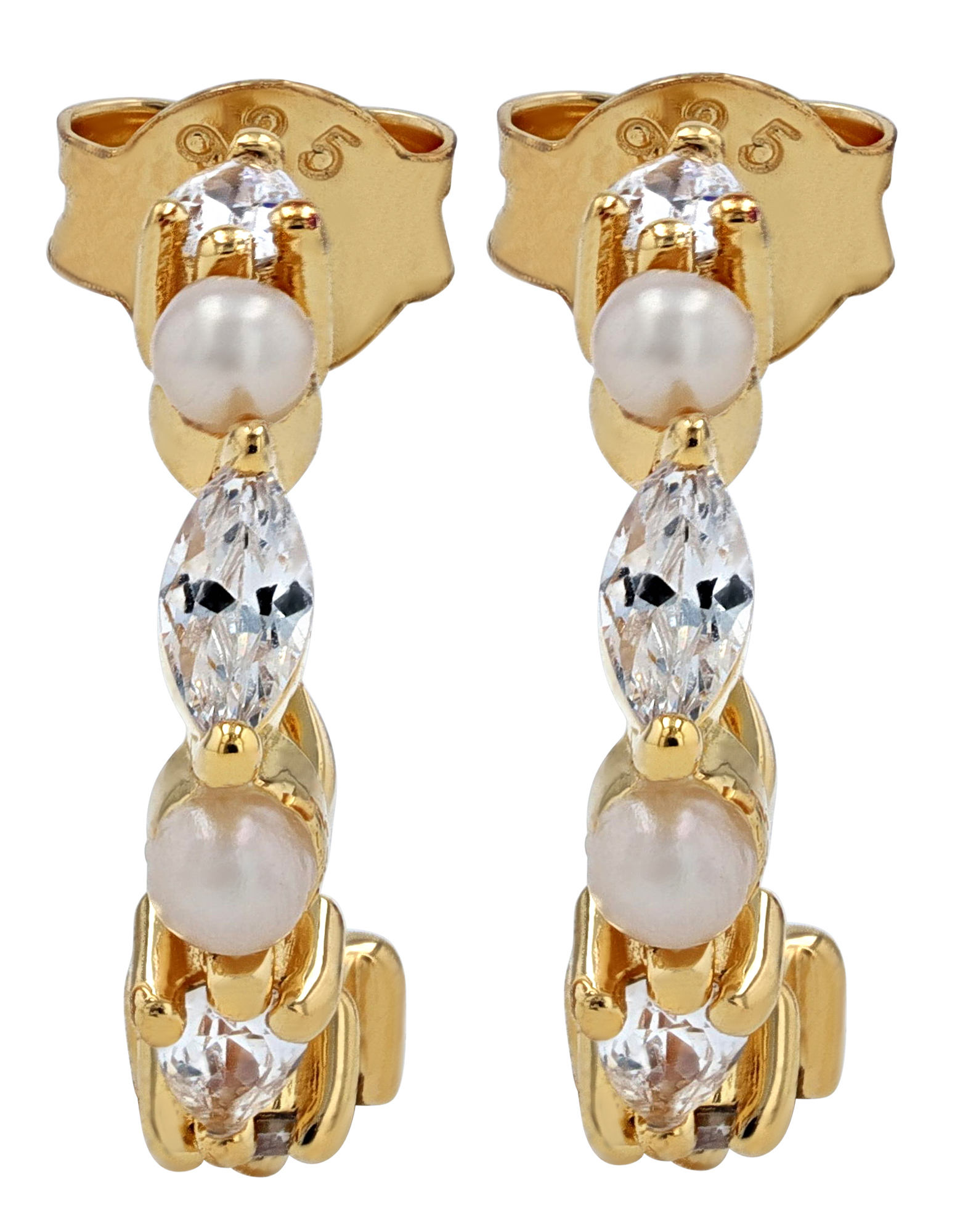 Sif Jakobs Jewellery 925/- Echt Silber Halbcreole "Adria Creolo Piccolo" Zirkonia/ Süßwasserperlen, vergoldet