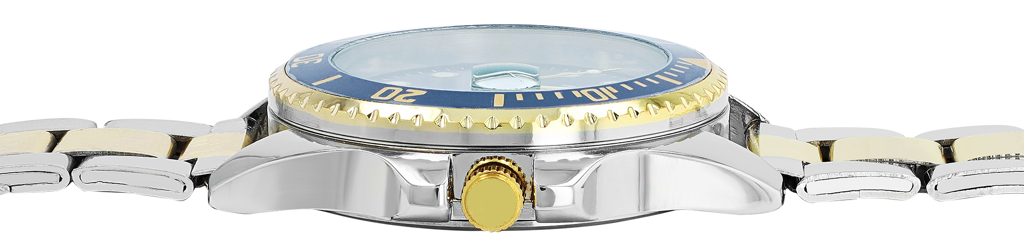 Alain Miller Herrenuhr mit Edelstahlarmband, Ø 39 mm, bicolor/ blau