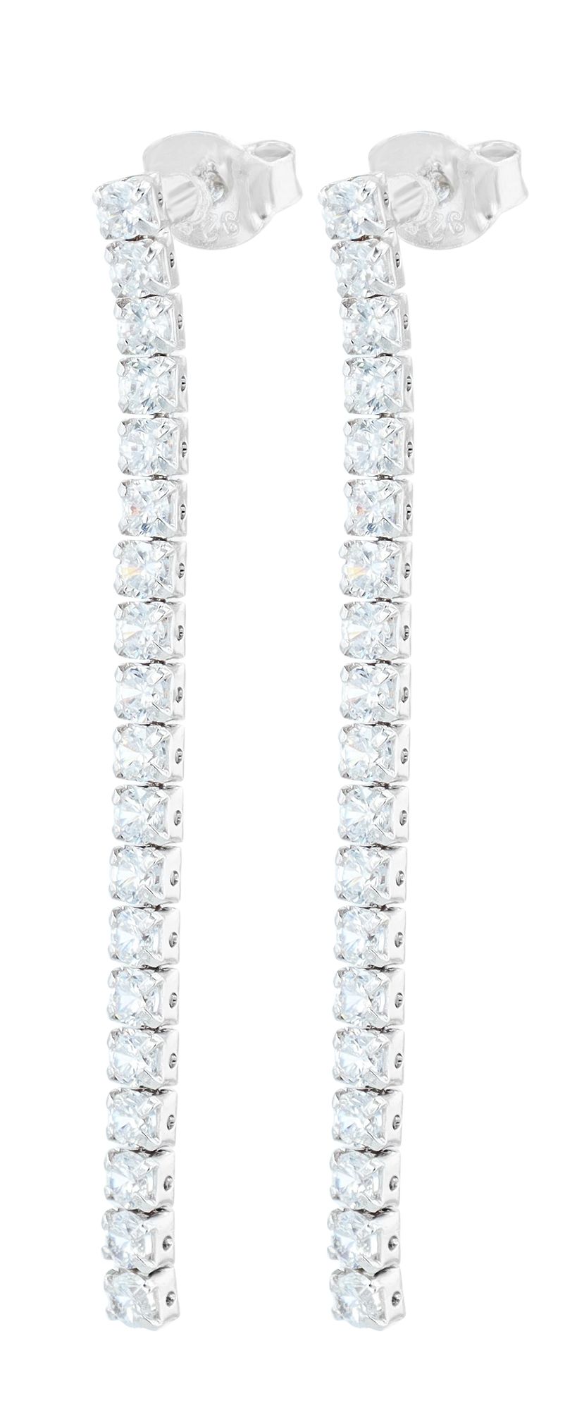 "Ayana" 925/- Echt Silber Ohrstecker mit Hänger/ Tennis Ohrstecker, silberfarben rhodiniert