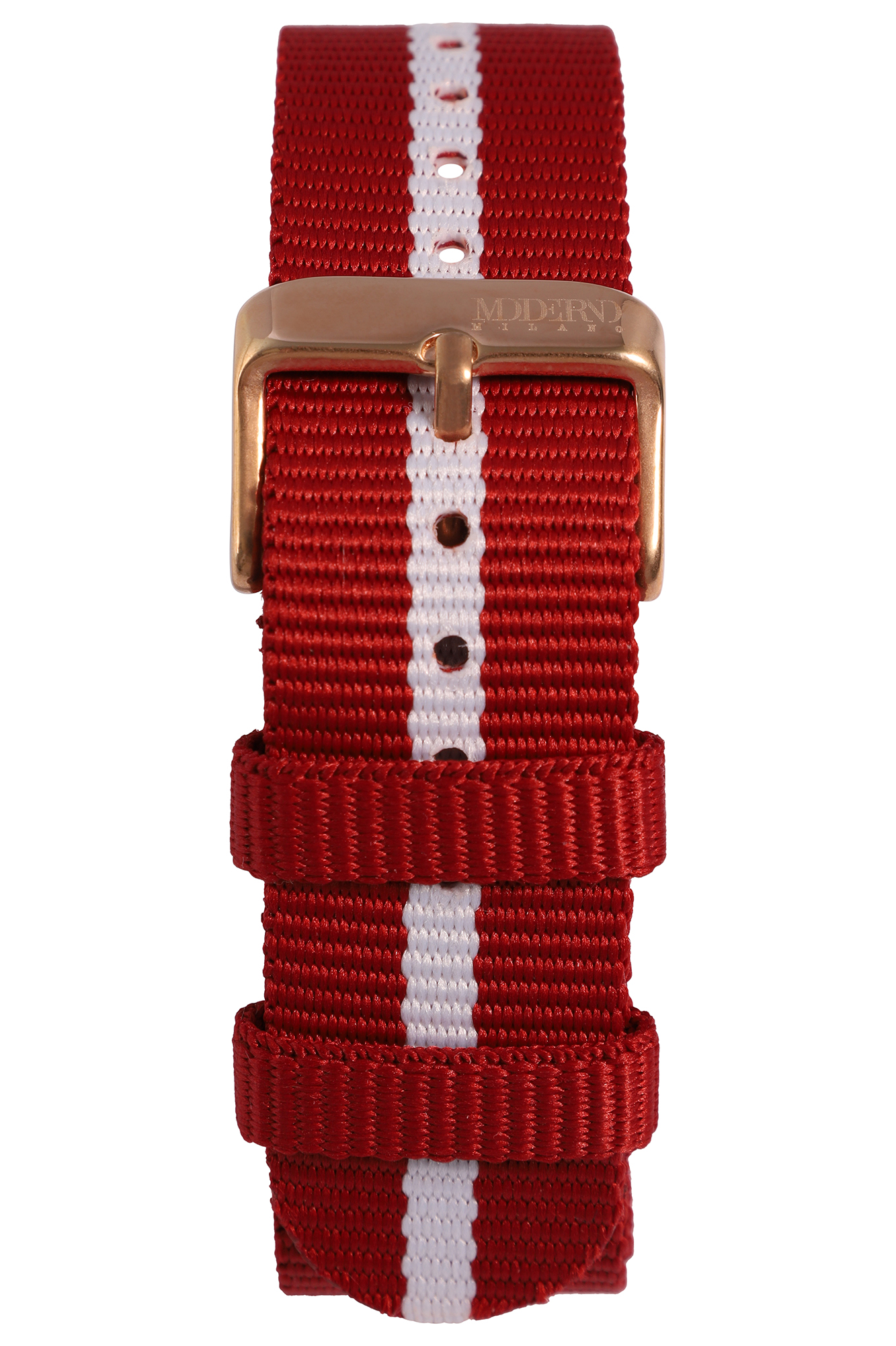 Moderno Milano - Nylon-NATO-Band, 20 mm (rot/ weiß)