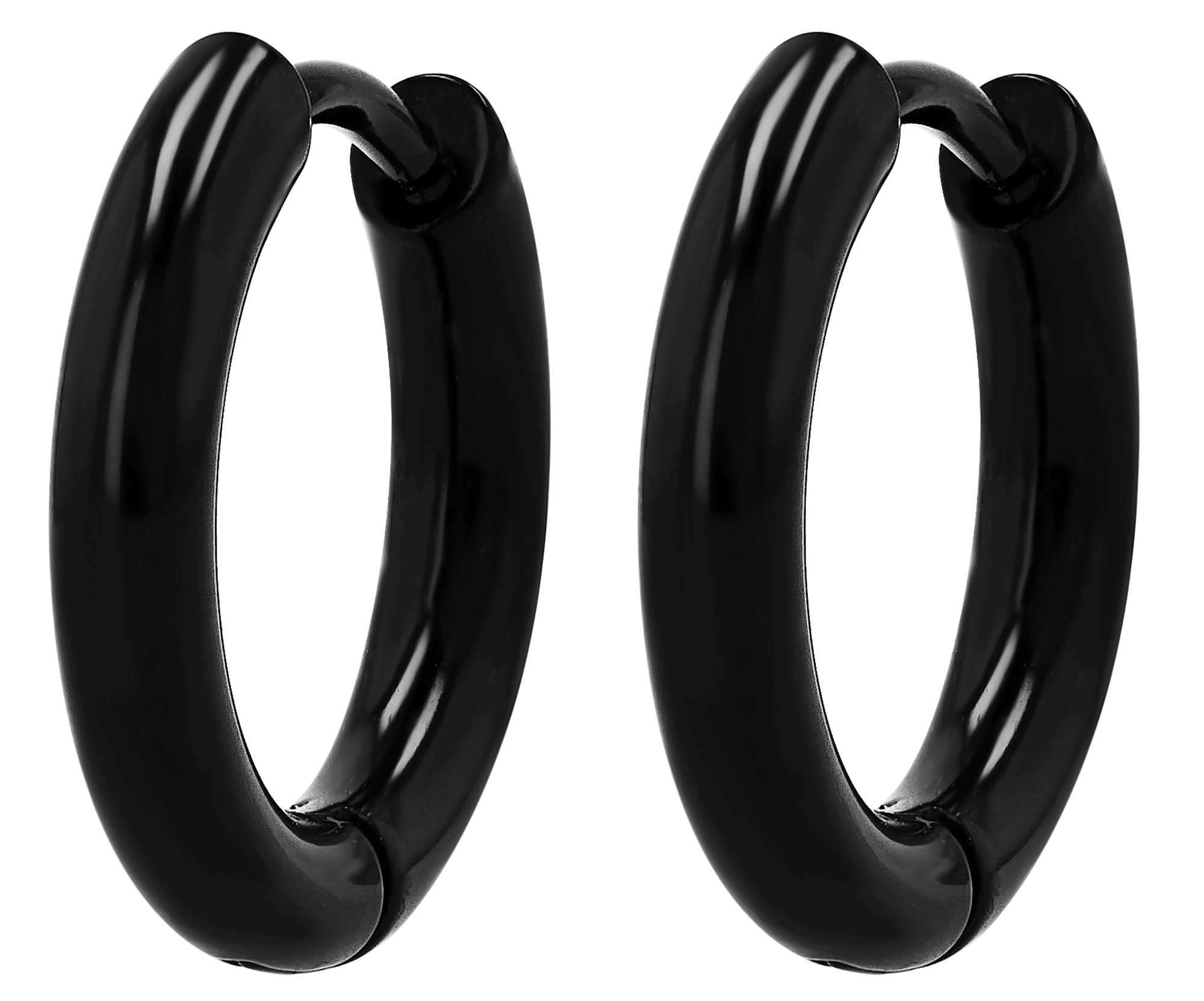 "Tanu", Unisex Edelstahl Creole, schwarz, 8 mm (VE12)