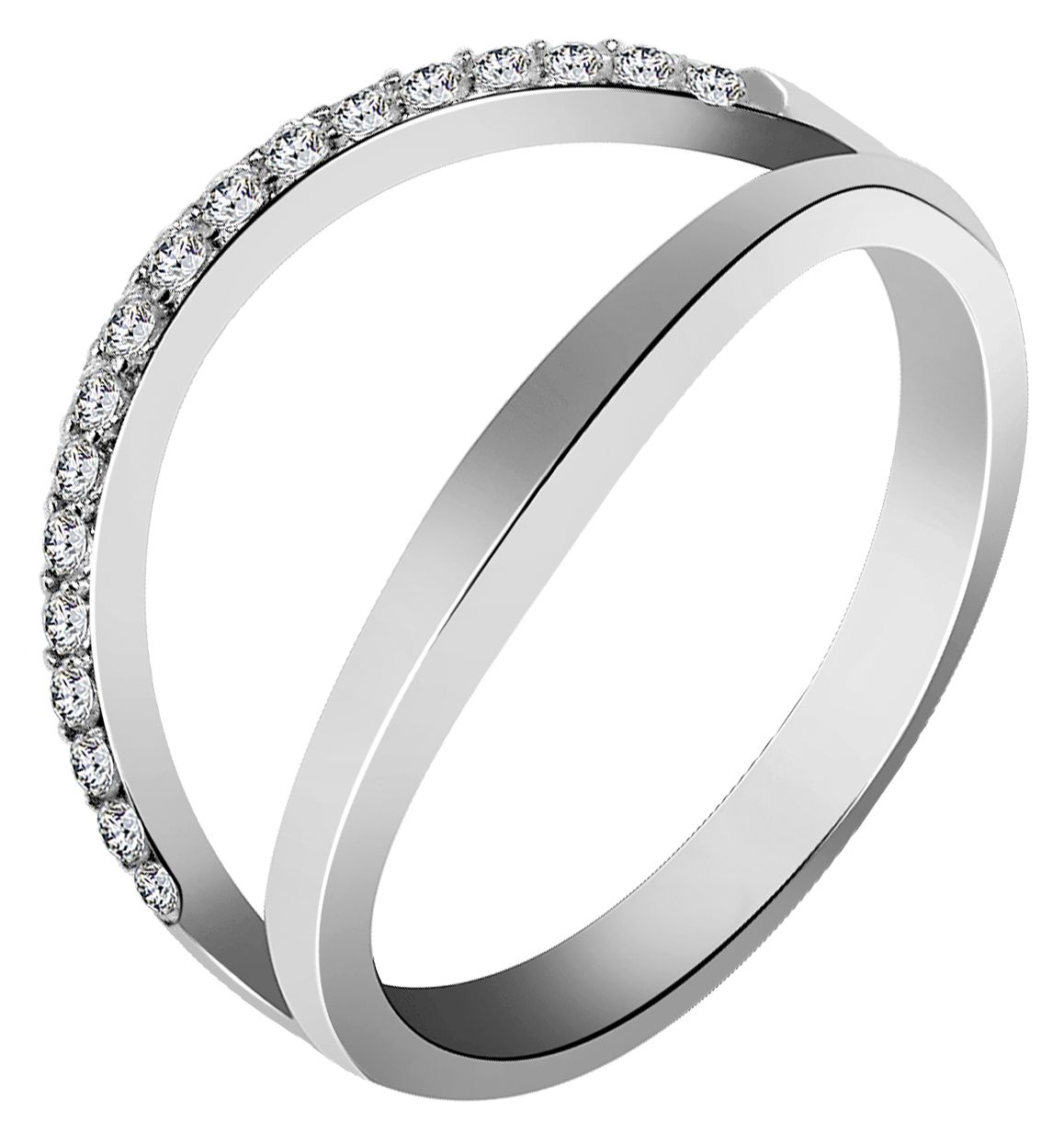 925/- Echt Silber Ring "Jannike" mit Zirkoniabesatz, 2tlg., 925/rhodiniert, Gr. 48
