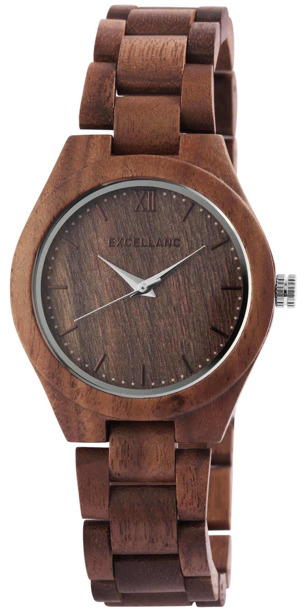 Excellanc Armbanduhr Damen Holzuhr aus Walnussholz