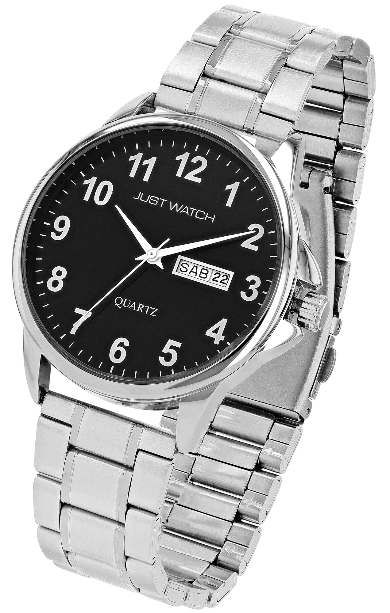 Just Watch "Paul" Herrenuhr Ø 39 mm, Edelstahlband, silberfarben/ schwarz