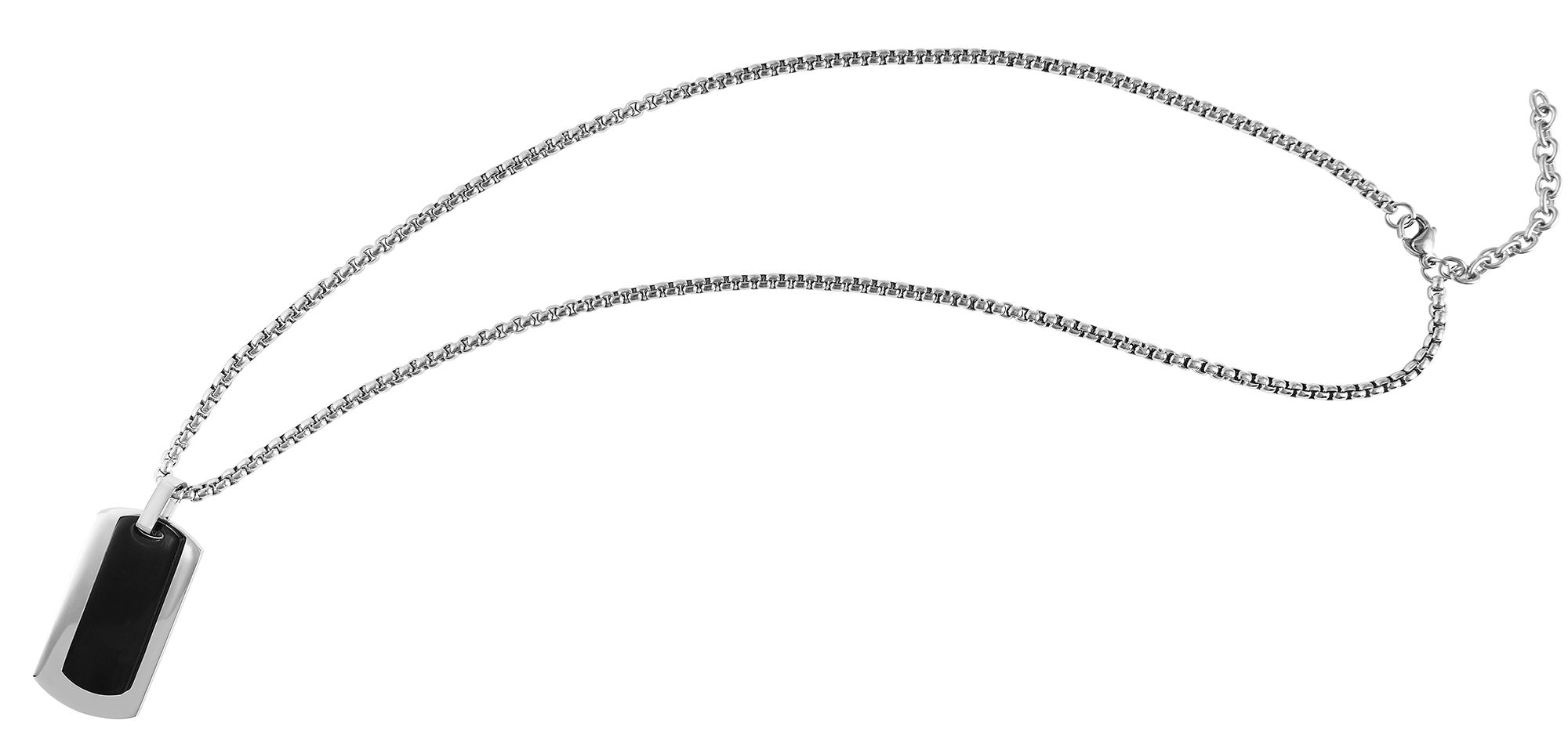 "Hudson" Edelstahl Dog-Tag Kette, 2 Anhänger, 60 cm, bicolor (silberfarbig/ schwarz)