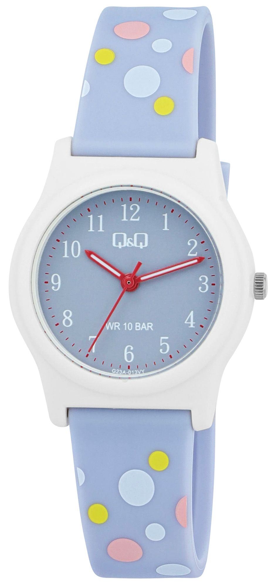 Q&Q Kinderuhr Ø 31 mm, Resinband, fliederfarben - Punktemuster