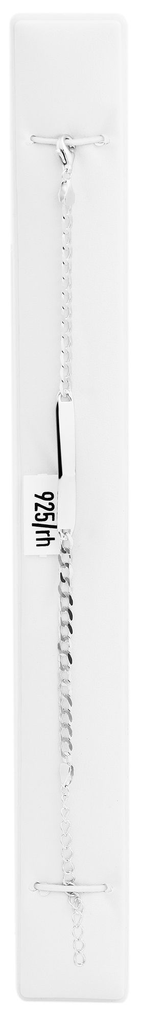 925/- Echt Silber Identarmband "Siwar", 925 Silber/rhodiniert, 14 + 3 cm