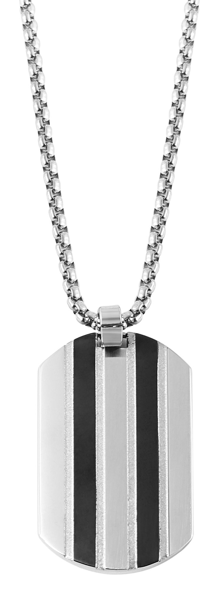 Akzent Halskette mit Dog Tag, Edelstahl, silberfarben/schwarz