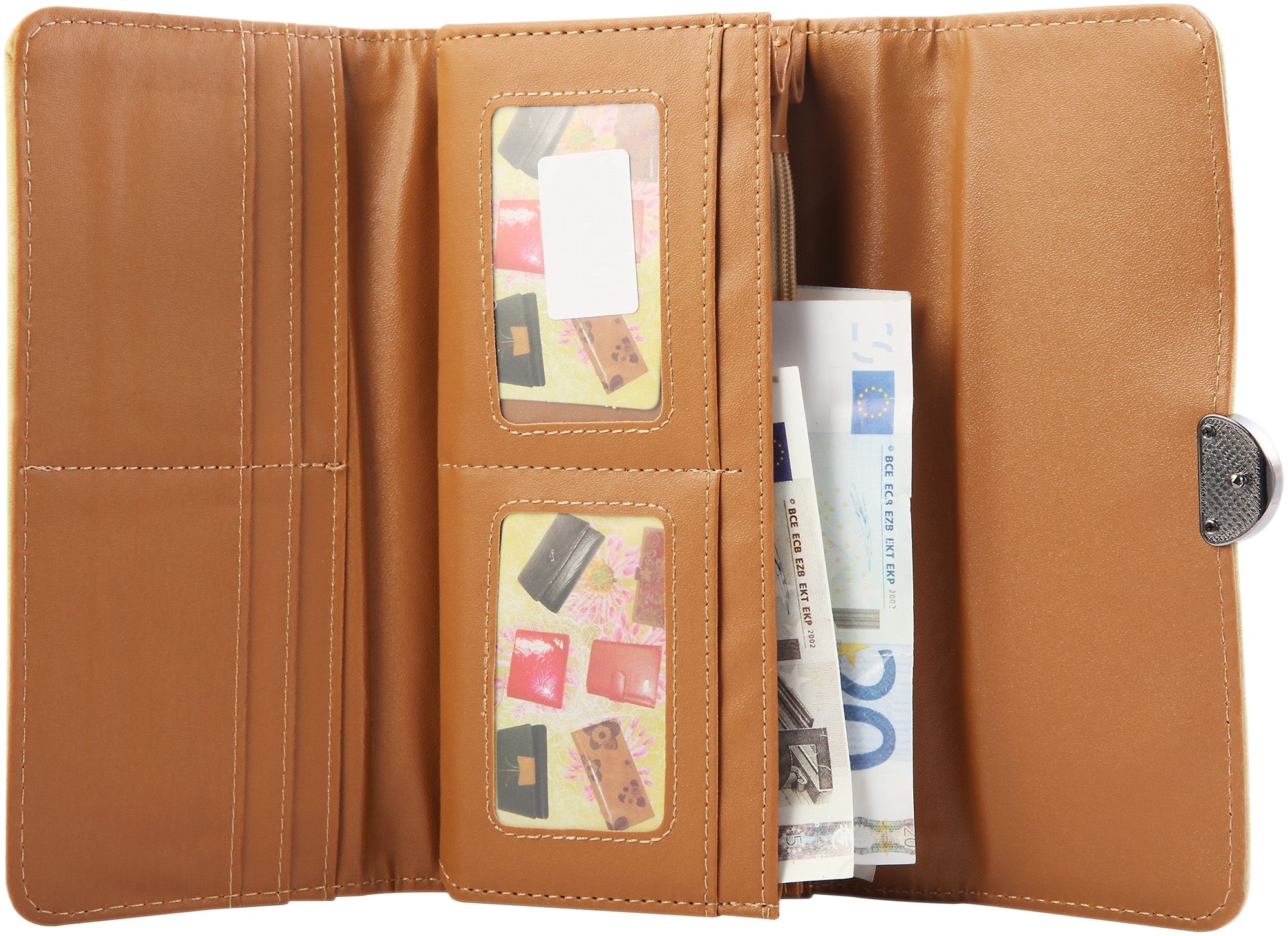 Cham Cham Damen Geldbörse aus Lederimitat in grün. Format 20 x 11 cm.