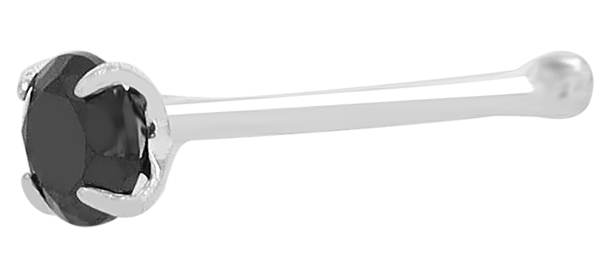 "Vaida" I-förmiger Nasenstecker/ Nasenpiercing, 925/rh Echt Silber, Kopf Ø 2,5 mm, VE-24 Stück