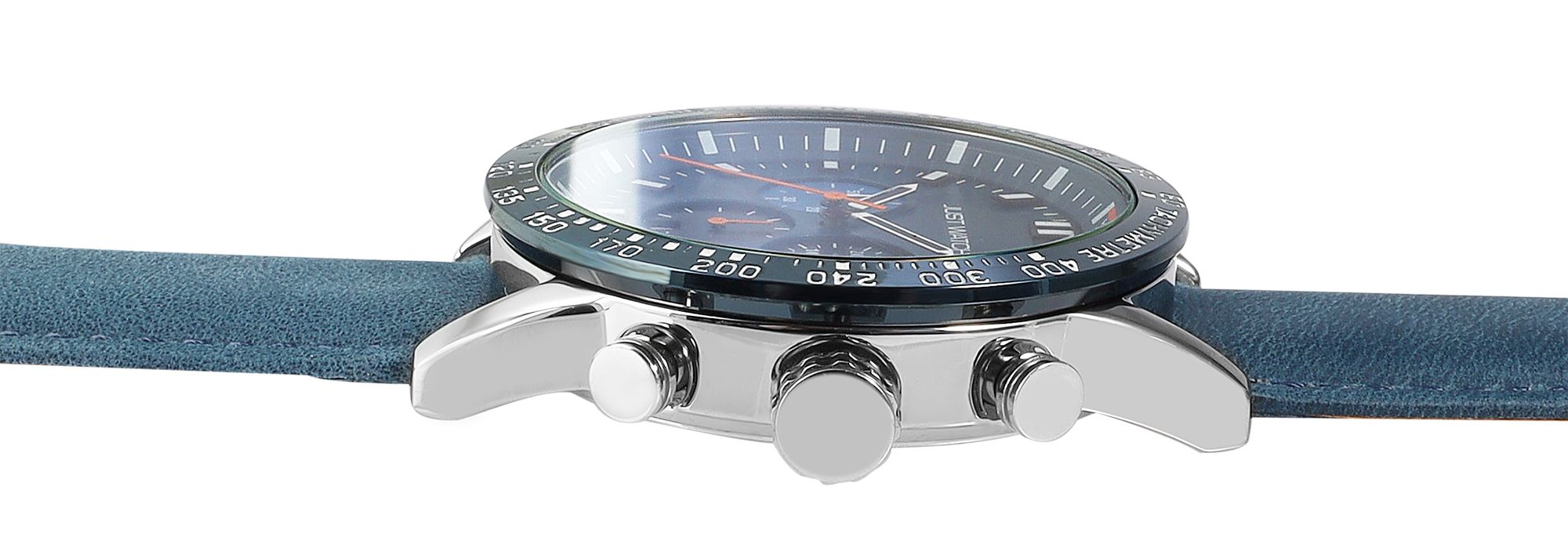 Just Watch Herrenchronograph mit Lederarmband, 5 ATM, blau