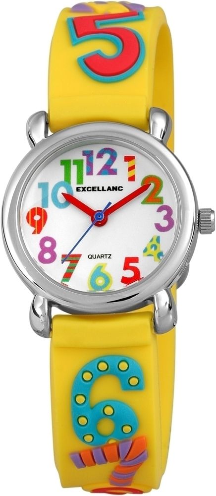 Excellanc Kinderarmbanduhr, Silikonarmband, silberfarben/gelb