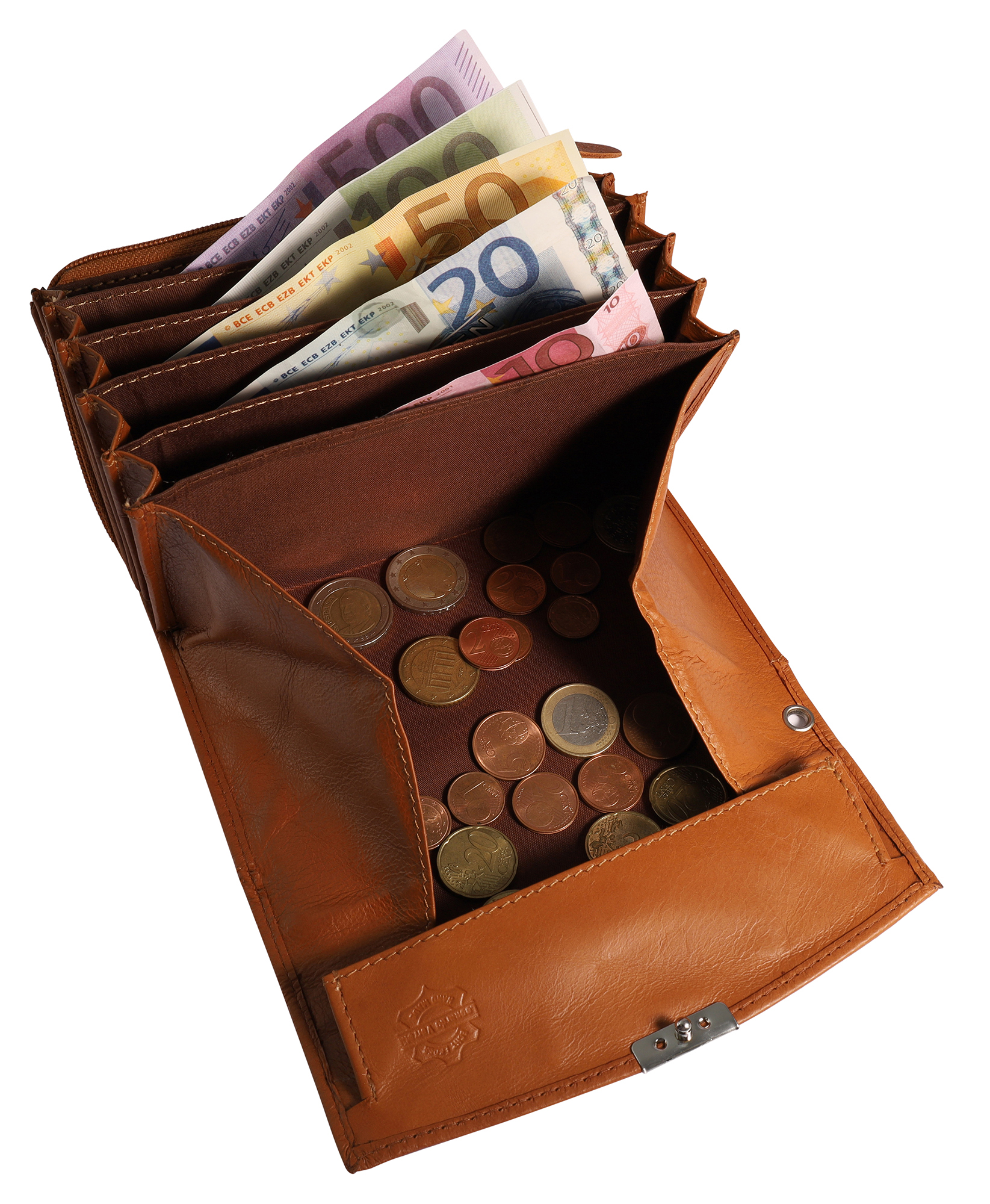 Leonardo Verrelli Echt Leder Kellnergeldbörse, cognac