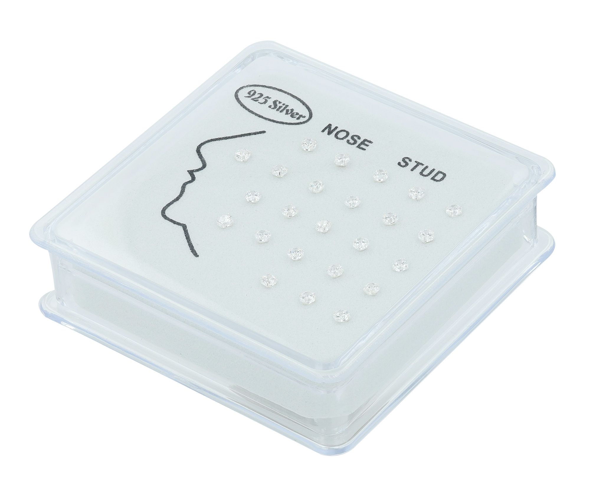 925/- Silber Nasen Piercings, 24 Stück, Stabstärke 0,5 mm / Stablänge 6 mm / Ø 2,5 mm