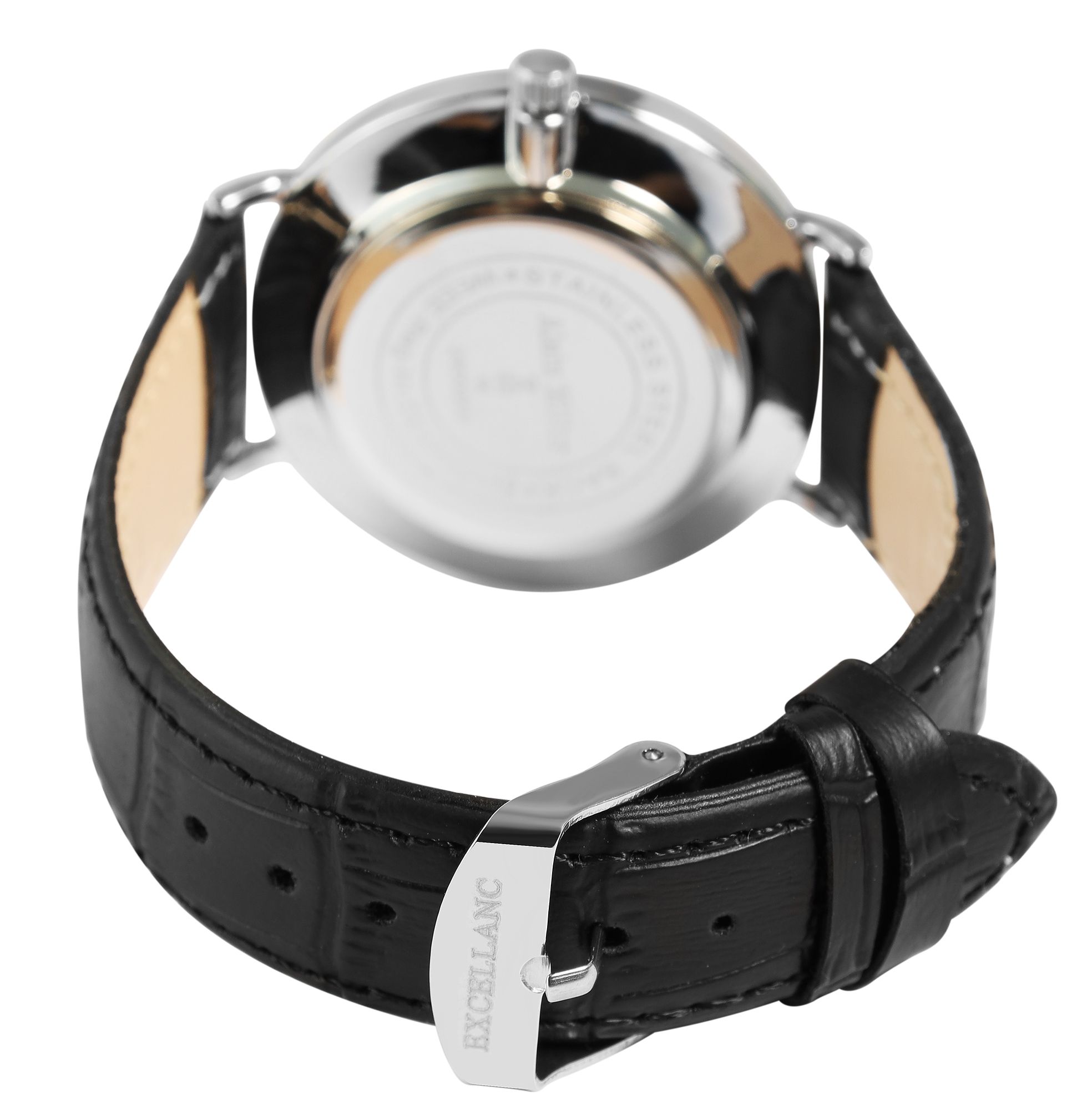 Alian Miller Herrenuhr mit Band aus Lederimitat, schwarz, schwarz