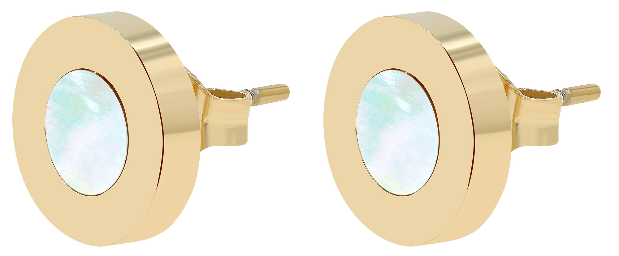 "Boram" Edelstahl Schmuckset - Anhänger und Ohrstecker, goldfarben/ Perlmutt