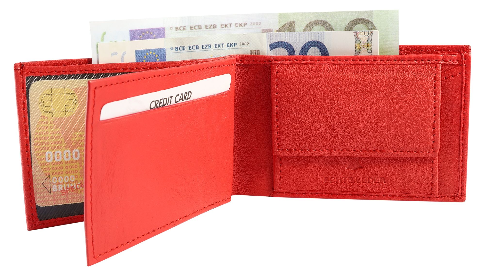 Excellanc Mini-Geldbörse aus Echtleder in rot