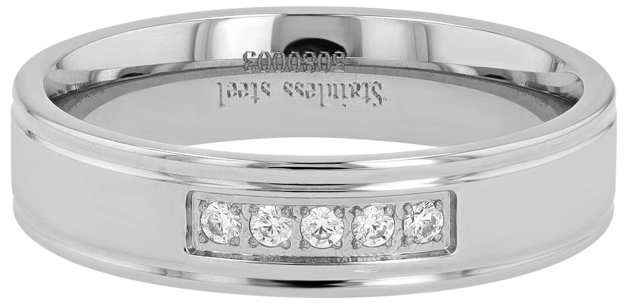 "Shining Aura"  Damen Partnerring aus Edelstahl, Similibesatz, silberfarben, Gr. 54