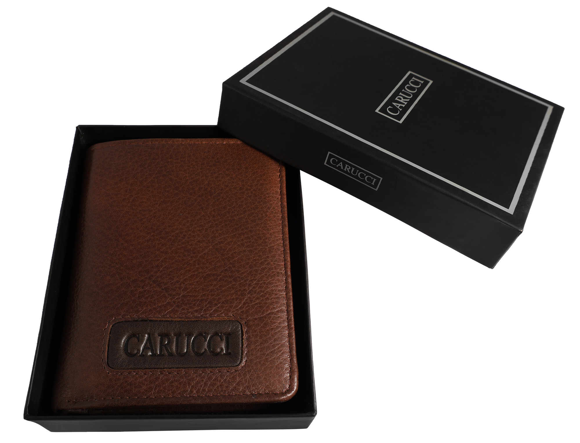 Carucci Echtleder (Bonanza) Geldbörse mit Box, RFID, Hochformat, braun/ dunkelbraun