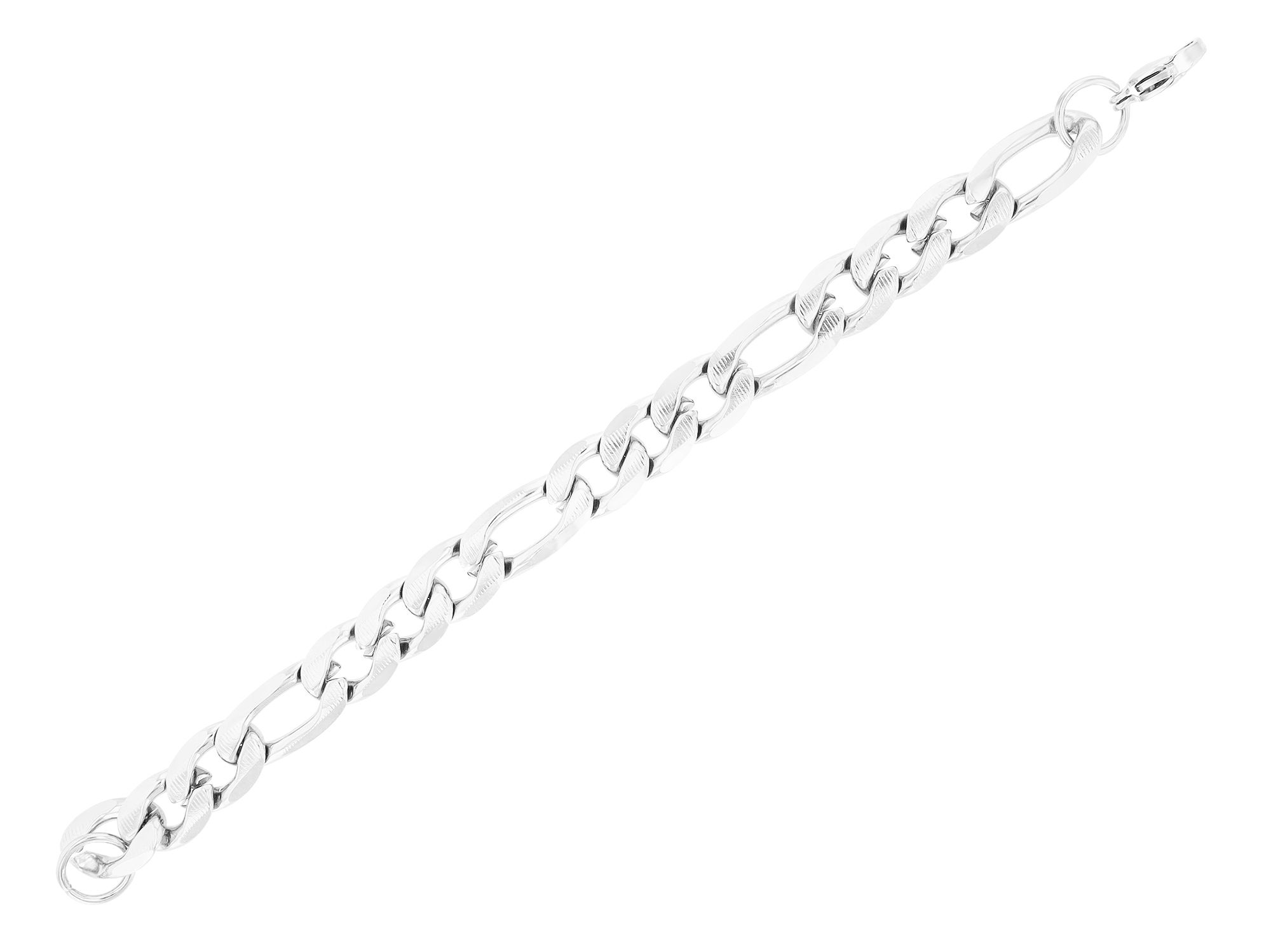"Devin" Akzent Figaroarmband, Edelstahl, 21 cm, versilbert