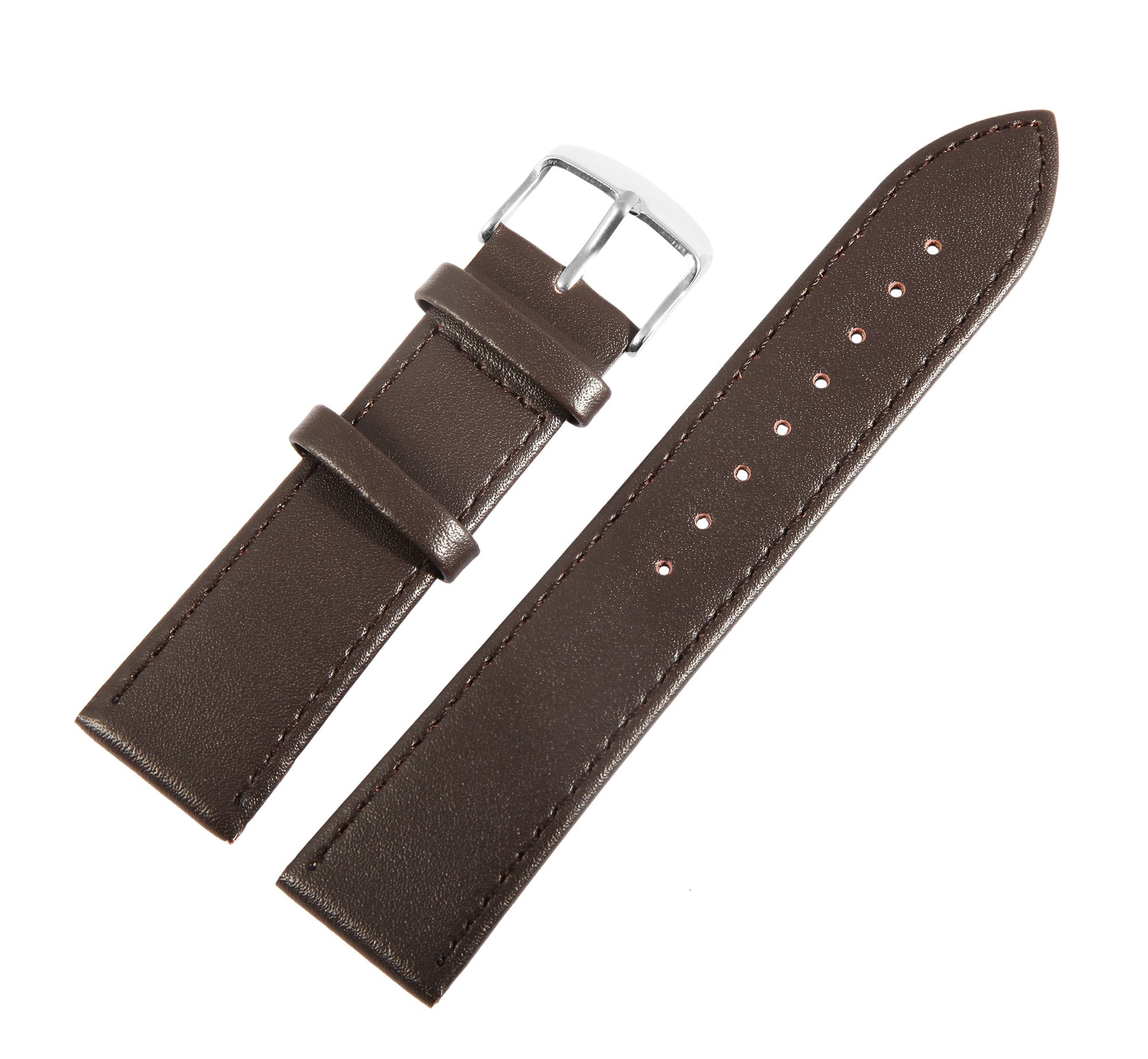 Echtleder-Uhrenarmband, dunkelbraun, 20 mm