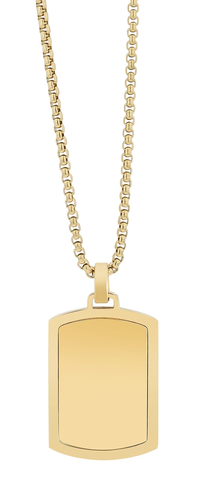 "Nassim" Kette mit Dogtag Anhänger, Edelstahl, 61 cm, goldfarben