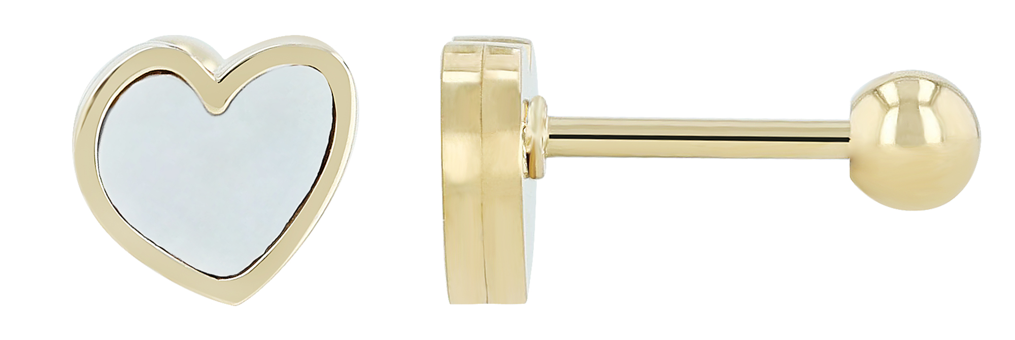"Sarang" Edelstahl Ohrstecker/-piercing - Herz, goldfarben/ Perlmutt