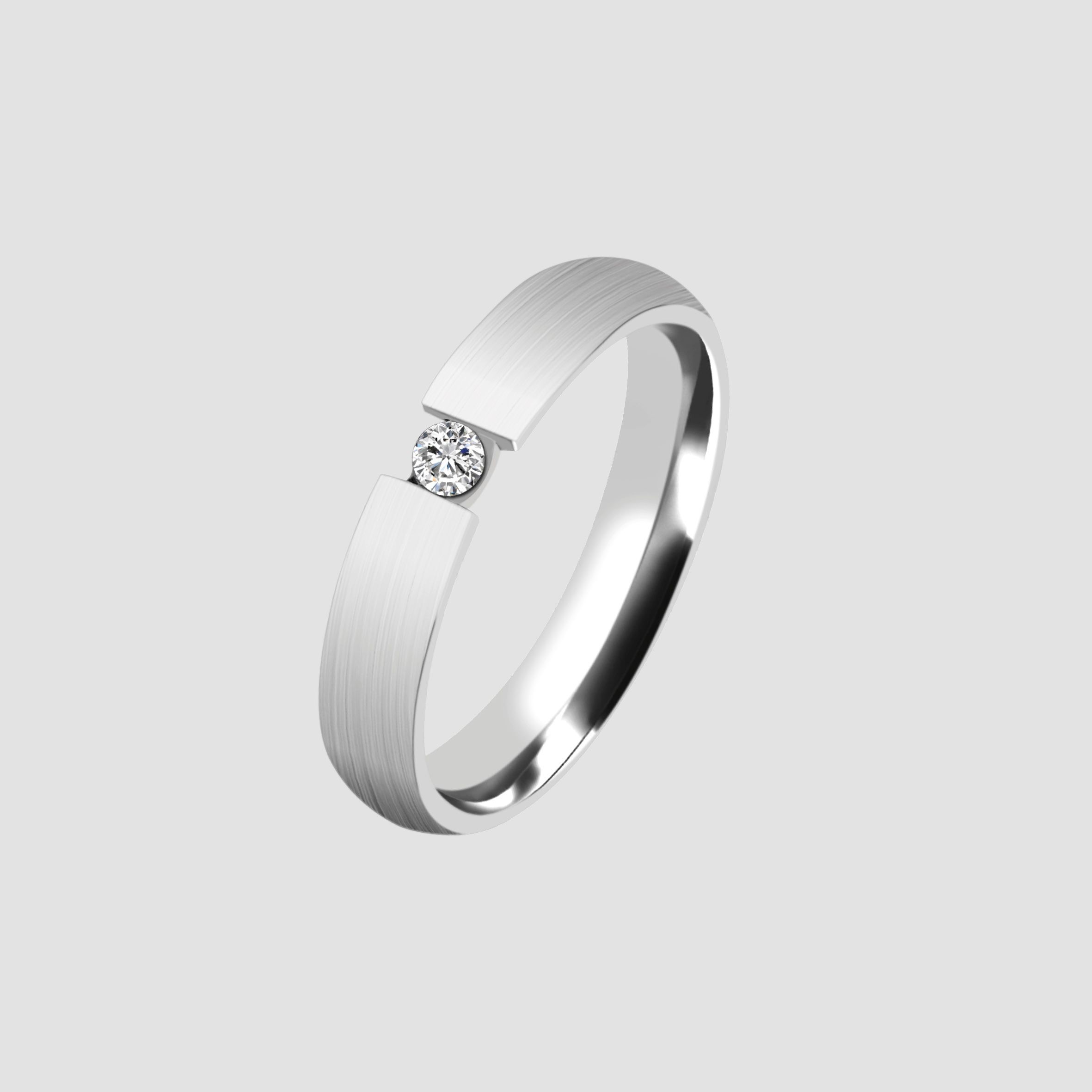 Akzent Damen-Partnerring aus Edelstahl, silberfarben, Gr. 50