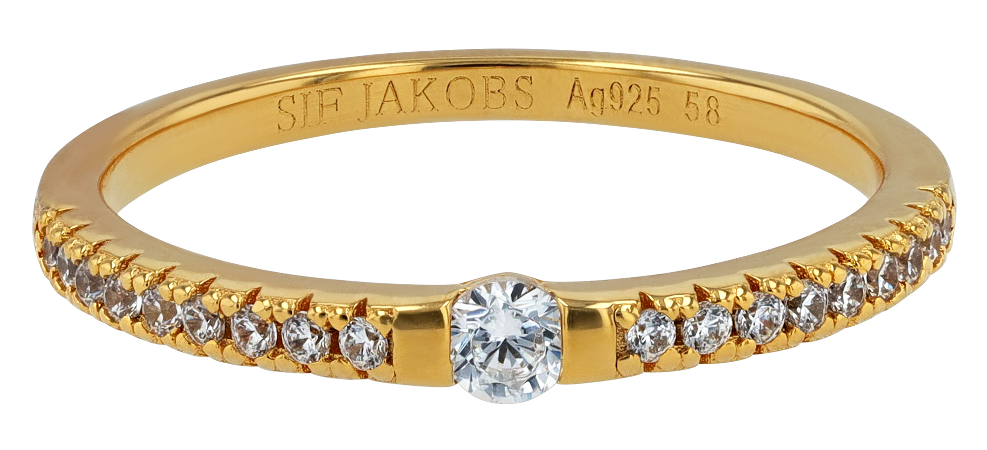 Sif Jakobs Jewellery 925/- Echt Silber Ring "Ellera Uno" Gr 54, Zirkonia (weiß), vergoldet