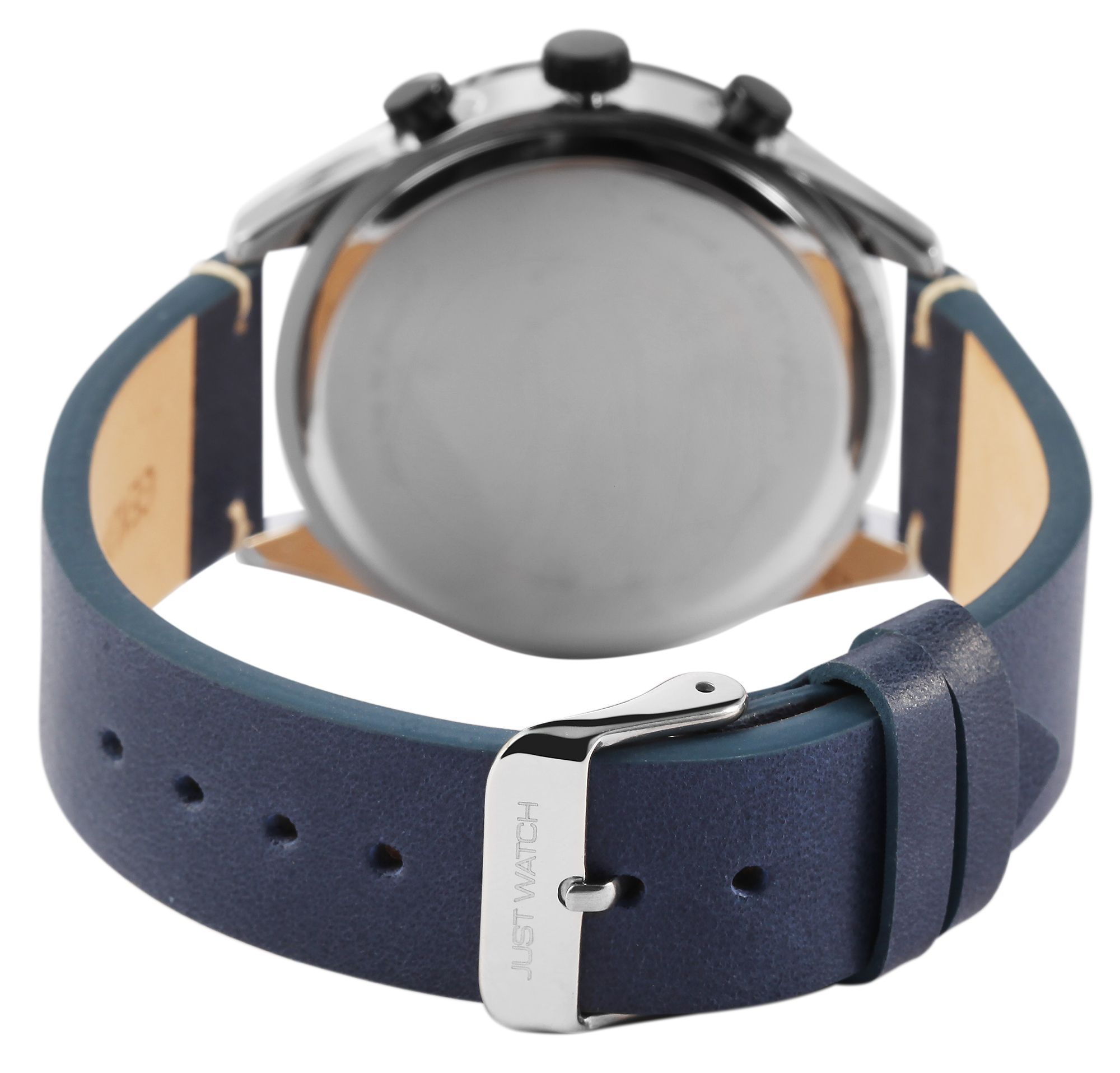 Just Watch Herrenchronograph "Theodor" mit Echtlederarmband, dunkelblau/silberfarben