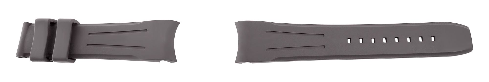 FKM Kautschuk-Uhrenarmband, Dornschließe, 20 mm, grau, (FKM= Fluorelastomer-Kautschuk)