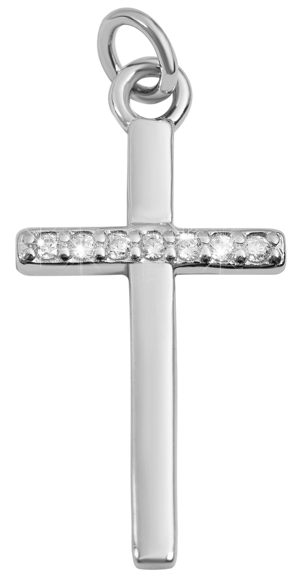 "Mojdeh" 925/- Echt Silber Anhänger - Kreuz, Zirkonia, rhodiniert