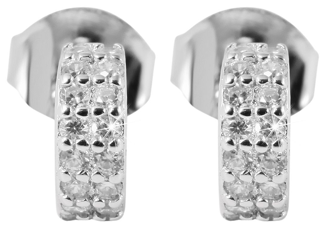 "Sermine", 925/- Echtsilber Ohrstecker/Halbcreole, Zirkoniabesatz, rhodiniert