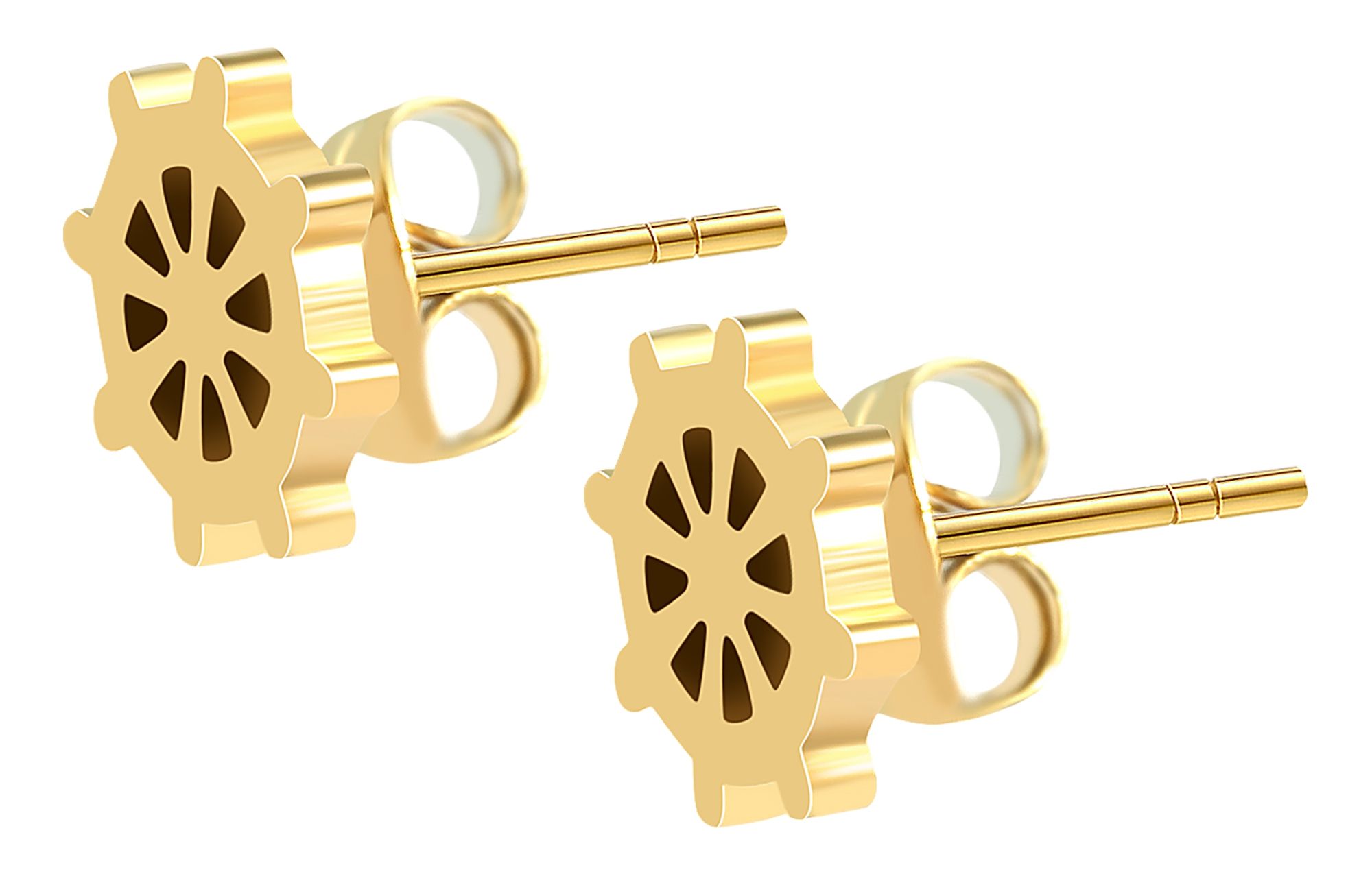 Akzent Edelstahl Ohrstecker, maritim, Ionenplattiert, goldfarben