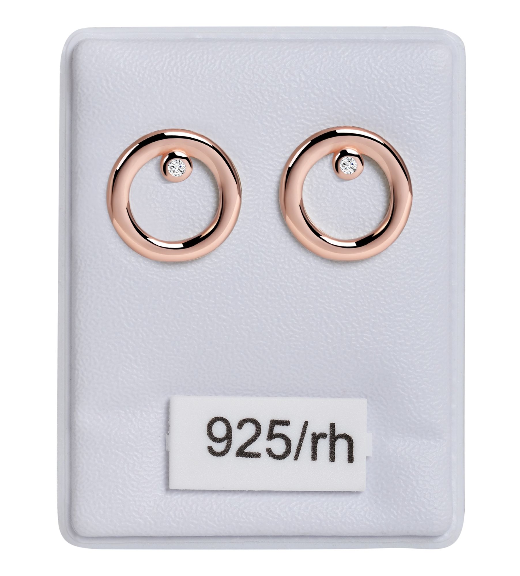 925/- Echt Silber Ohrstecker "Beatrice" mit Zirkonia, rund, rosévergoldet