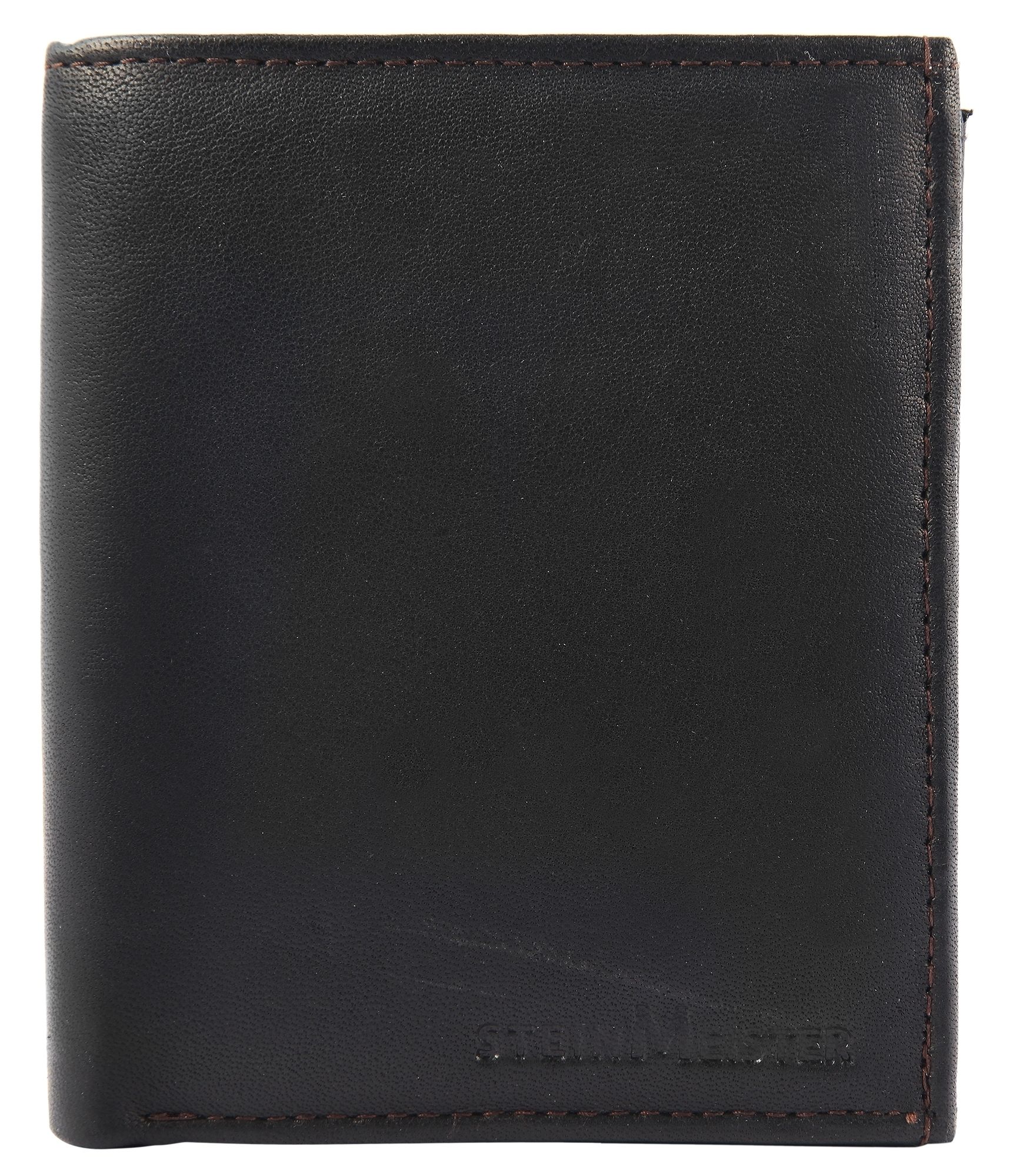 Steinmeister Geldbörse aus Echtleder, Hochformat, schwarz/braun