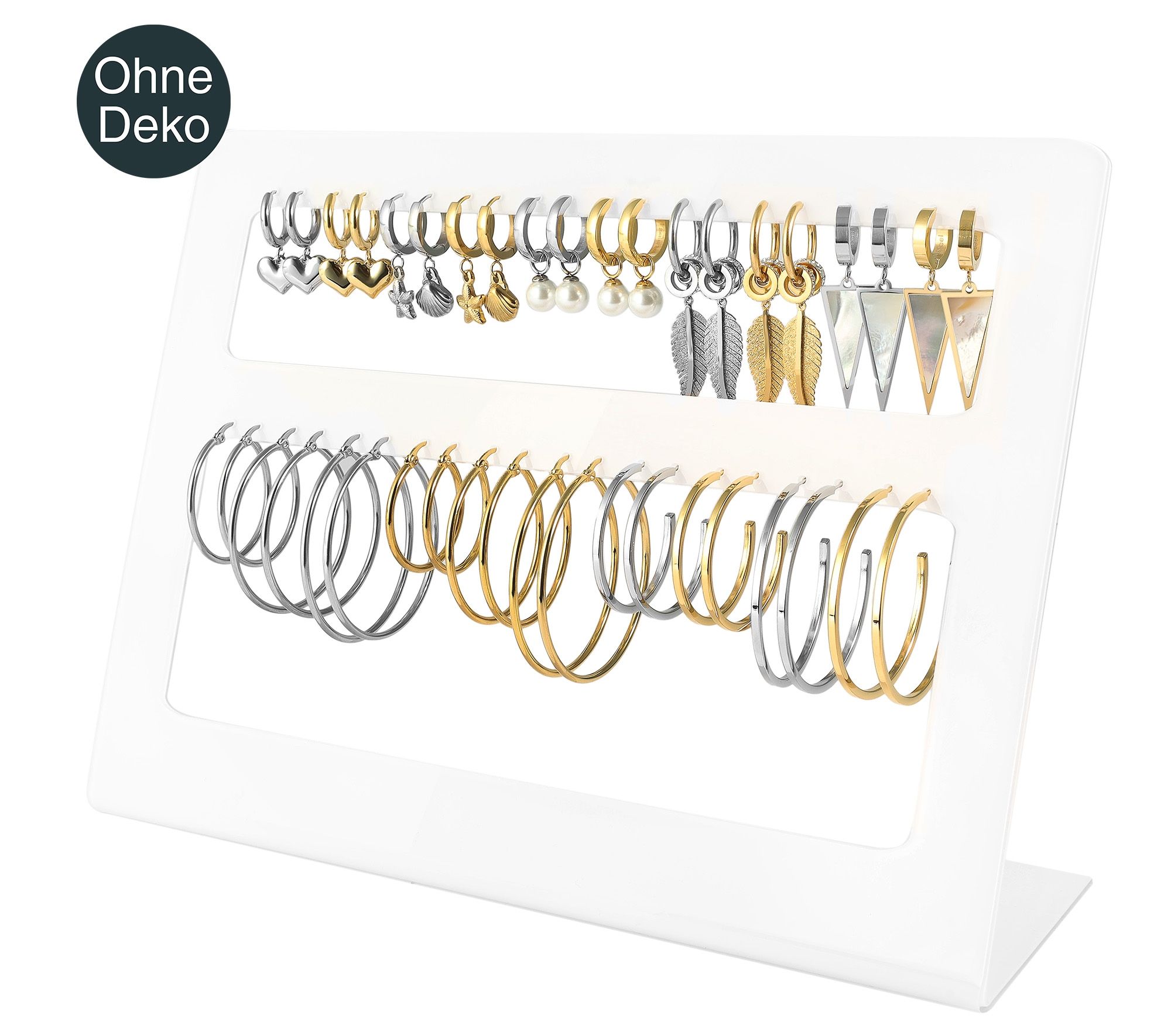 Acryl Aufsteller für 20 Paar Ohrringe (Dekoserie Glossy), weiß